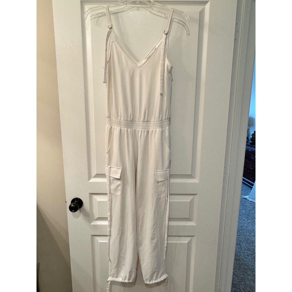 Amanda Uprichard Ivory White Cargo Jumpsuit V-Neck Sleeveless XS